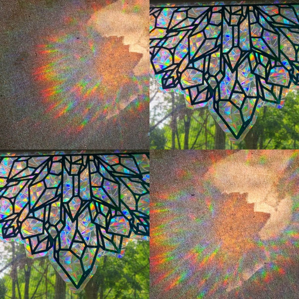 XL Kristallbogenglas Fenster hängend // Erzeugt Regenbögen // Wird leicht entfernt und klebt wieder // Regenbogen-Fensterfilm