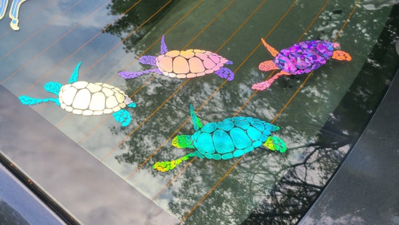 Sea Turtle Color Shifting Holographic Vinyl Decal Sticker | Car, Laptop Window | Waterproof Indoor Outdoor | Unique Gift Idea