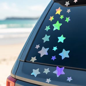 Stars Sticker Sheets Holographic Decal 1.5&quot;-4&quot; Outdoor Indoor Window Auto Car Waterproof