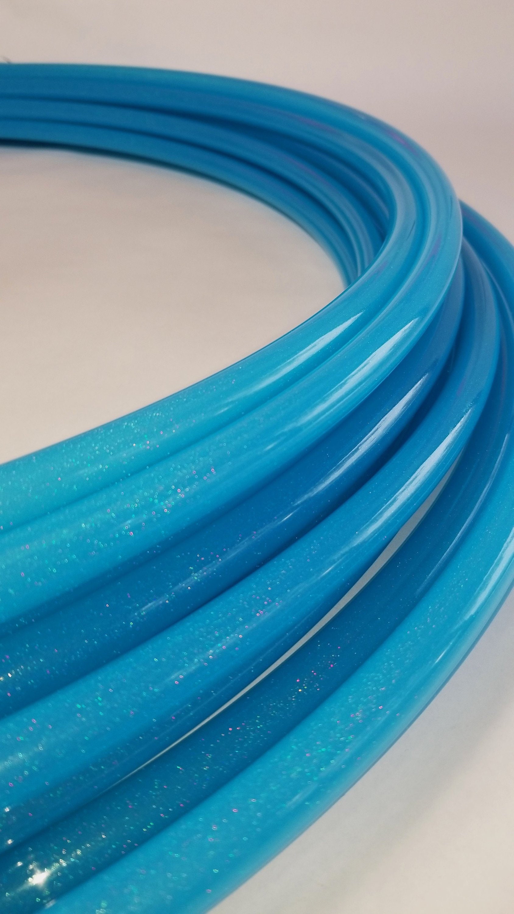 Turquoise Stardust Glitter Gloss Polypro 58\u201d or 34 Collapsible Hula Hoop Blue Green Teal