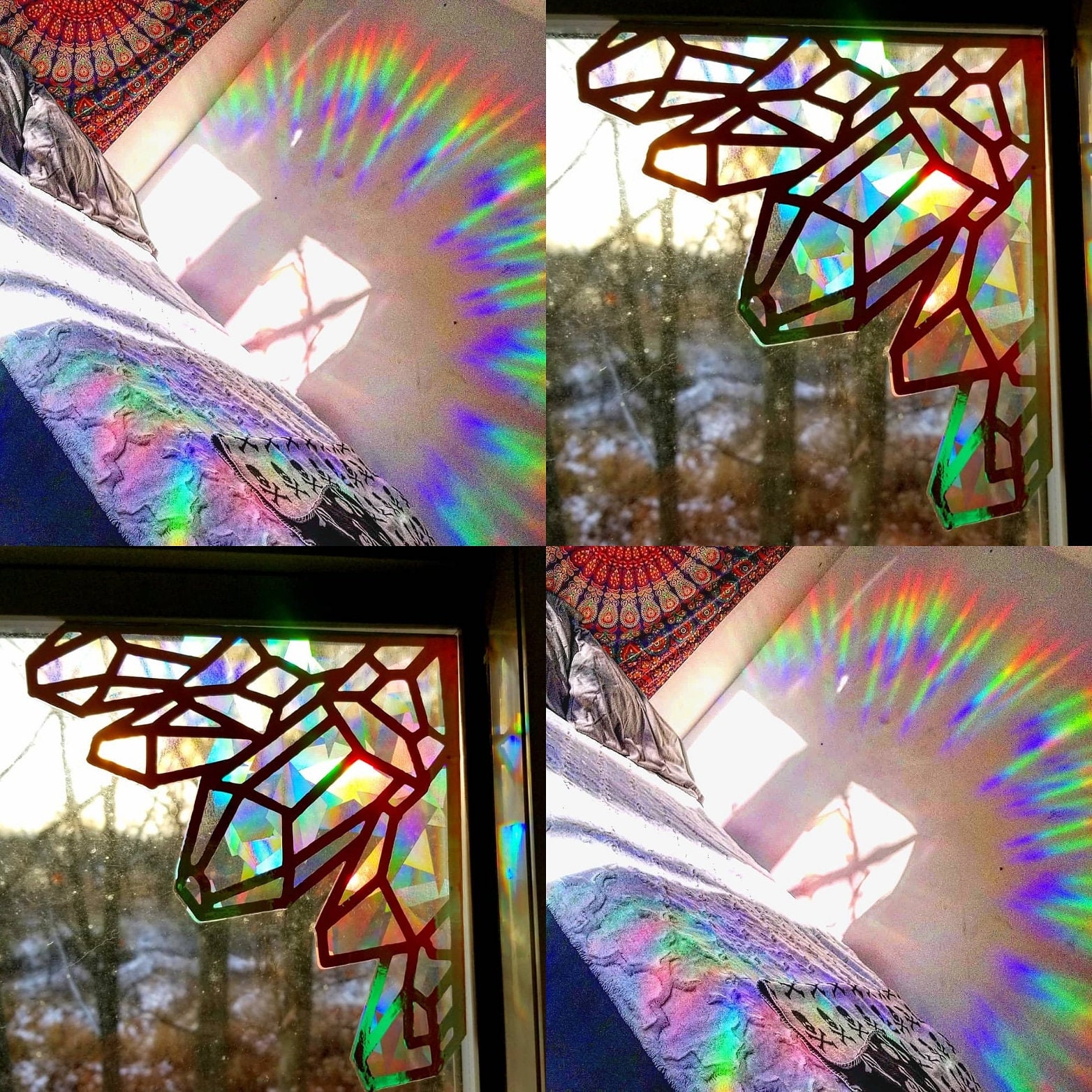 Rainbow Symphony Decorative Rainbow Window Film Holographic Prismatic Etched Glass Effect - Fill Your House with Rainbow Light 24 x 36 Panel –
