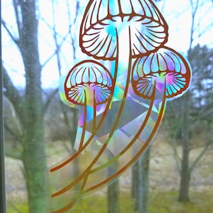 Folia okienna Luminecent Mushroom // Tęczowe wzory // Odlewane tęcze // Łatwe do usunięcia i ponownego przyklejenia