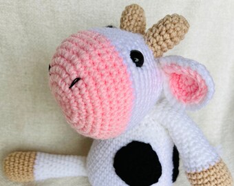 Cow stuffed toy amigurumi handmade crocheted black & white cow