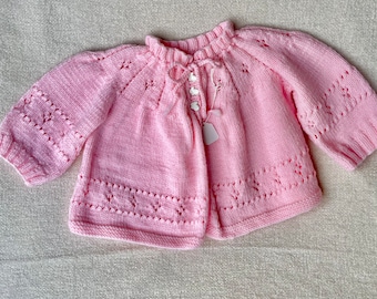 Hand knit soft pink Infant/Newborn sweater vintage pattern