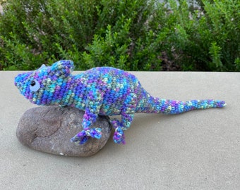 Chameleon stuffed toys handmade crocheted amigurumi muticolored—3 to choose from