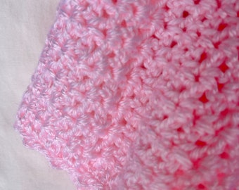 Baby blanket Hand crocheted, soft pink--baby shower new baby gift