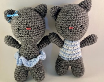 Kittens boy and girl pair handmade crochet amigurumi stuffed toys for child/baby