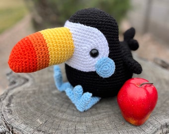 Toucan colorful stuffed toy handmade amigurumi stuffed animal