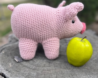 Pig stuffed animal pink handmade crocheted piggy amigurumi