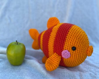 Fish stuffed handmade crocheted amigurumi toy animal striped stuffy for child