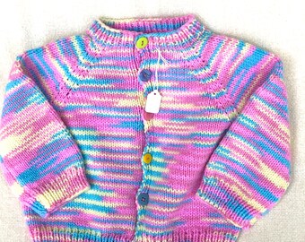 Easter sweater Hand-knit variegated yarn baby cardigan sweater