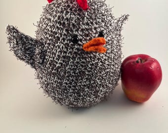 Amigurumi handmade crocheted Plymouth Rock chicken stuffed toy
