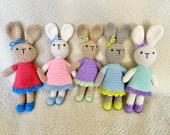 Easter bunny in dress handmade amigurumi crocheted toy for child