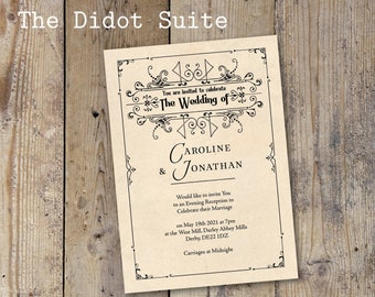 Didot Victorian Wedding Invitation Suite, Vintage Style (PDF Template)