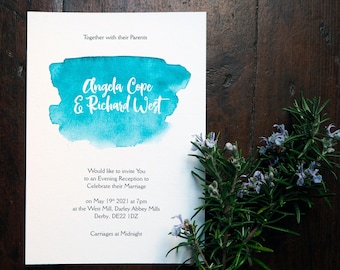 Watercolour Wedding Invitation Suite Template, Printable Wedding Invite, Edit Yourself Instant Download PDF