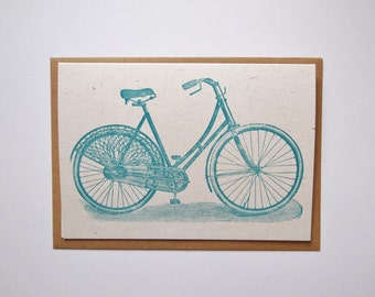 Bike Bicycle letterpress greetings card for birthday, just because, hello or notecard, add a message