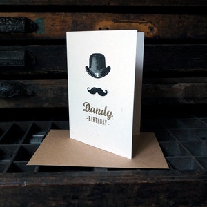 Dandy Birthday letterpress greetings card for him, dad, son, boyfriend or father, add a message image 2