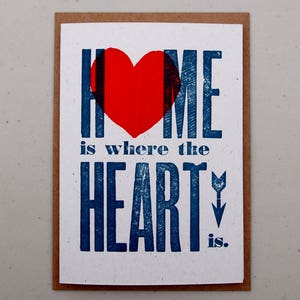 Home Is Where The Heart Is letterpress card new home, just because, hello or notecard, add a message image 1