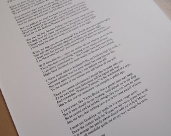 Letterpress Poem Print, Custom Order