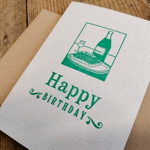 Happy Birthday boekdrukkaart, wijn, gewoon zomaar, hallo of kaartje, voeg een bericht toe