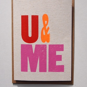 U & ME Vintage Holz Art Valentine Letterpress Karte auch zum Geburtstag, einfach so, mit Hallo oder einfach so für eine Nachricht