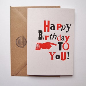 Happy Birthday letterpress greetings birthday card print, add a message