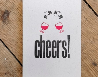 Cheers! letterpress birthday greetings card - for him, brother, just because, hello or notecard, add a message