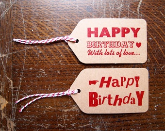 Gift tags Luxury letterpress tags - Happy Birthday