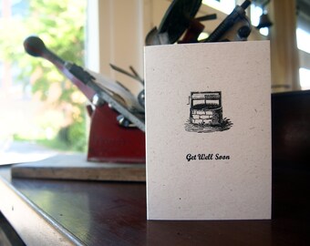 Get Well Soon letterpress greetings card, add a message