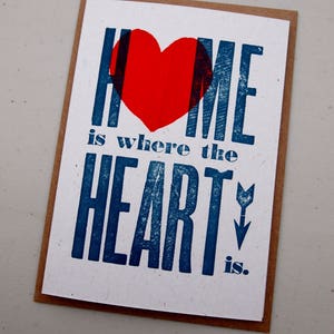 Home Is Where The Heart Is letterpress card new home, just because, hello or notecard, add a message image 2