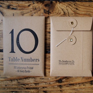 Números de mesa de casamento clássicos - Dez - Letterpress - Números adicionais disponíveis