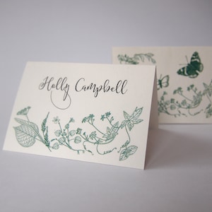 Cottage Garden - Tarjetas de presentación de tarjetas de lugar de boda plegadas personalizadas - personalizadas. Paquete de 10. Otros diseños disponibles.