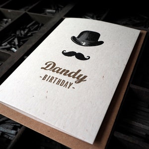 Dandy Birthday letterpress greetings card for him, dad, son, boyfriend or father, add a message image 3