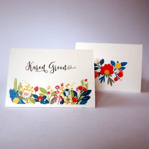 Ramo brillante - Tarjetas de presentación de tarjetas de lugar de boda plegadas personalizadas - personalizadas. Paquete de 10. Otros diseños disponibles.
