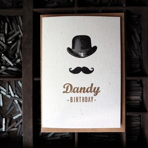 Dandy Birthday letterpress greetings card for him, dad, son, boyfriend or father, add a message image 1