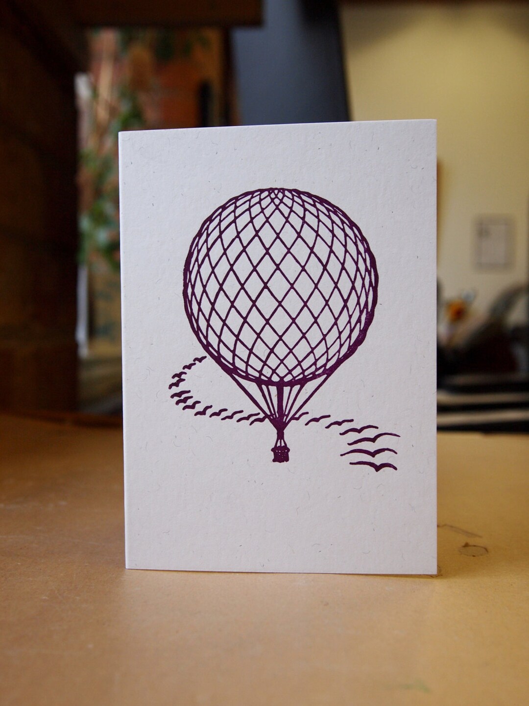 Hot Air Balloon Letterpress Greetings Card Blank Inside - Etsy
