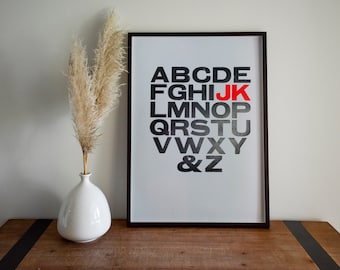 Custom Alphabet Letterpress Poster Print - FREE DELIVERY