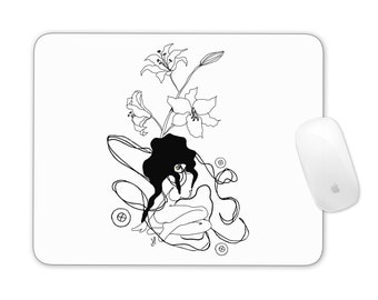 Home Office Decor Mousepad, Black And White Art Mouse Pad, Desk Pad, Rectangle Mouse Pad For Women, Office Desk Accessories, Gift For Office