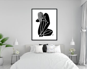 Black Woman Art, Women Art Print, Body Art Print, Female Body Wall Art, Art Print, Black And White Art Print, Figure Drawing, Contemporary