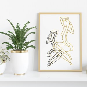 Black And Gold Art Of Woman Naked Women Art Black And Gold Etsy