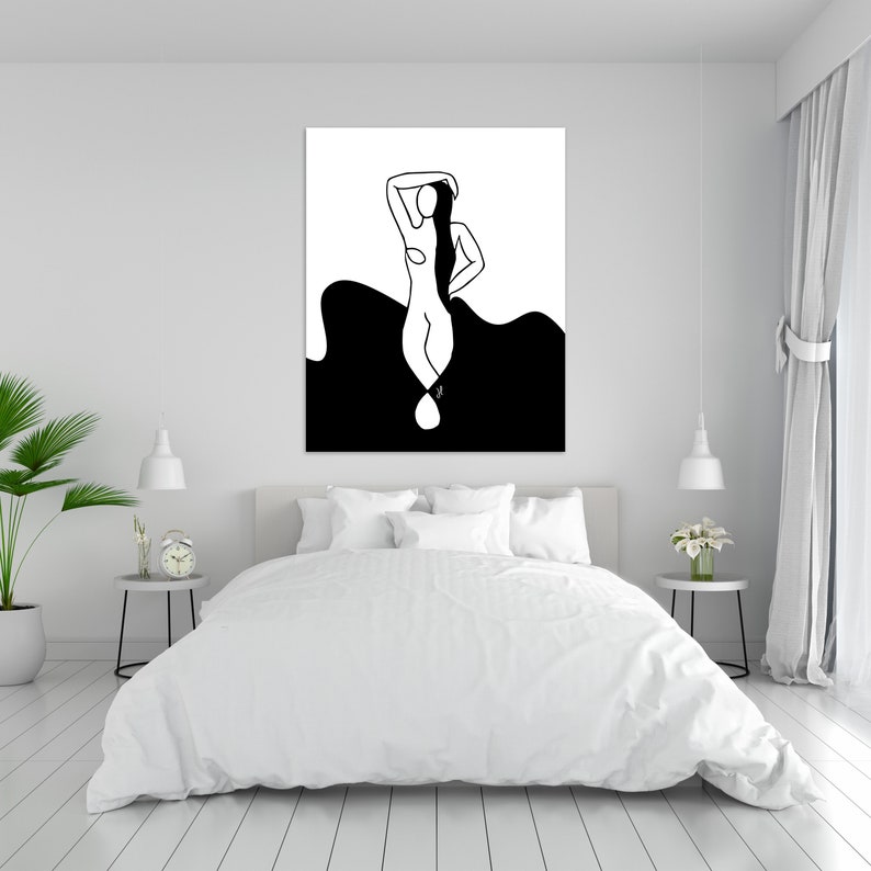 Contemporary Female Figure Wall Art Black And White Abstract Woman Canvas Print Black And White Women Canvas Art Large Canvas Art