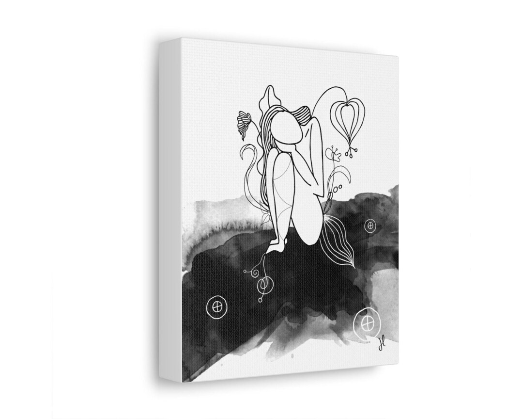 Naive Nude Woman Print Black White Abstract Artwork Modern - Etsy