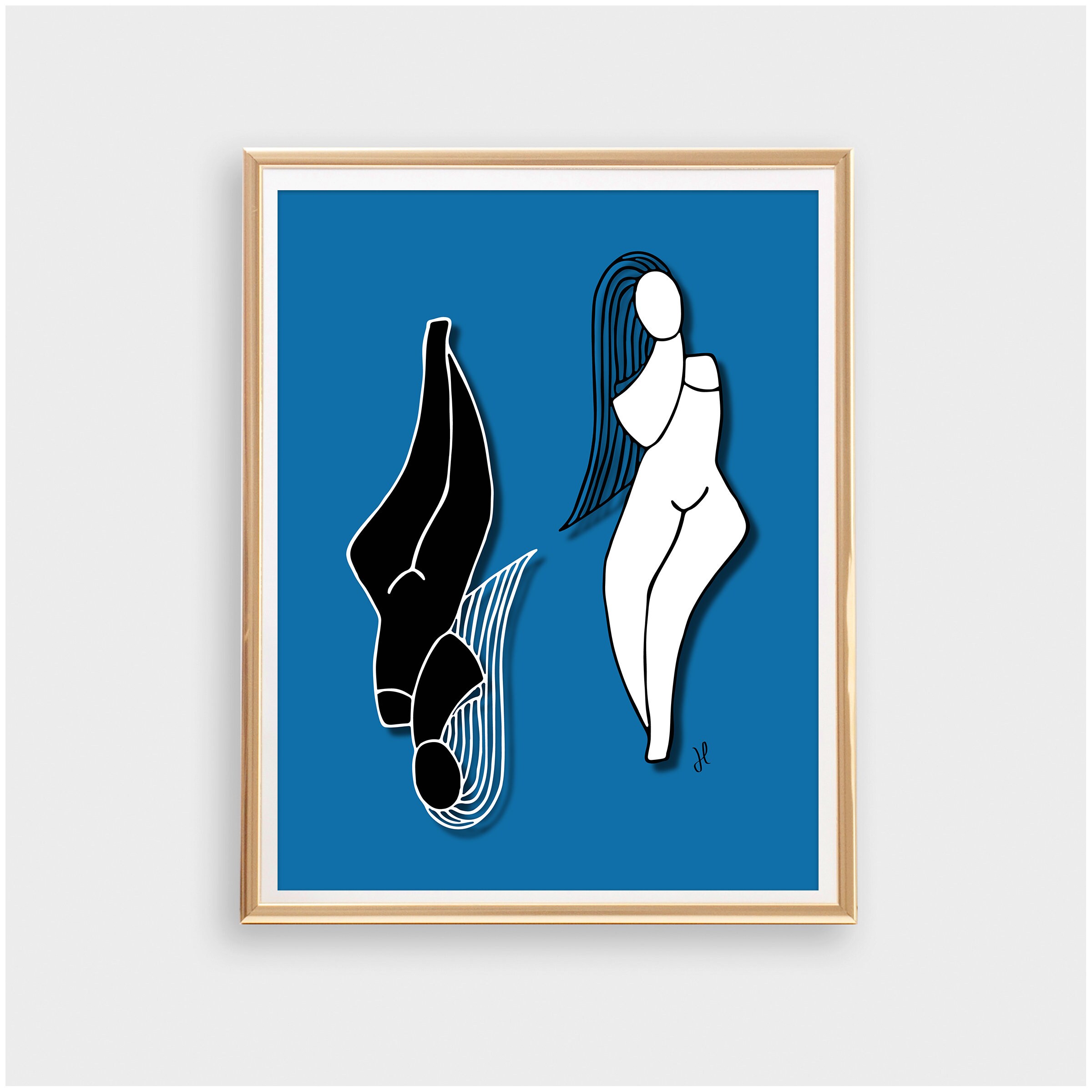 Blue Wall Art Unique Wall Decor Women Wall Art Modern Home Etsy UK