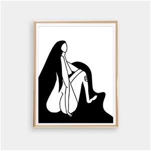 Female Body Art, Black and White Naked Woman Art, Woman Figure Art