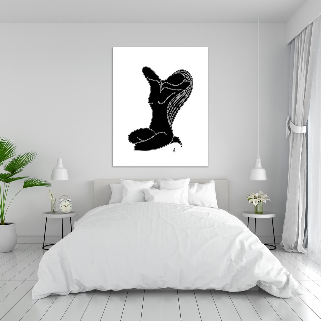 Black Women Canvas Wall Art, Canvas Art for Bedroom, Bedroom Wall Art ...