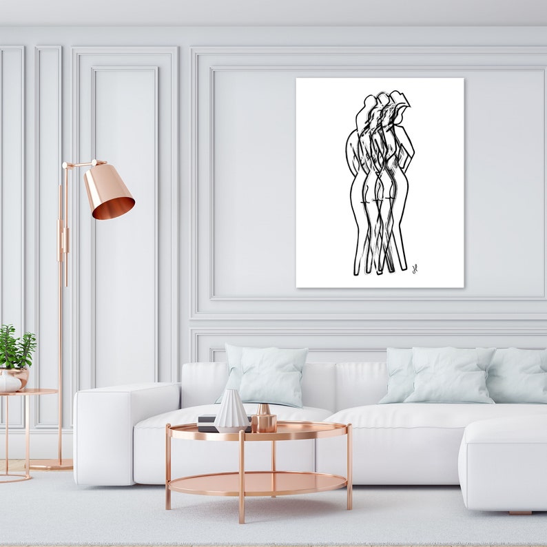 Large Canvas Art For Home Abstract Women Wall Art Black And White Women Canvas Print Figure Art Black And White Female Art For Walls