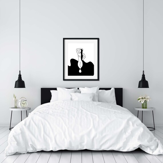 Black And White Woman Wall Art Contemporary Female Nude Wall Etsy