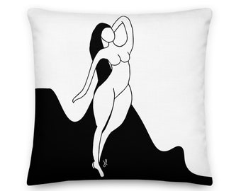 Black And White Throw Pillow, Feminine Throw Pillow, Modern Square Pillow, Artsy Throw Pillow Cover, Decorative Pillow In Black And White