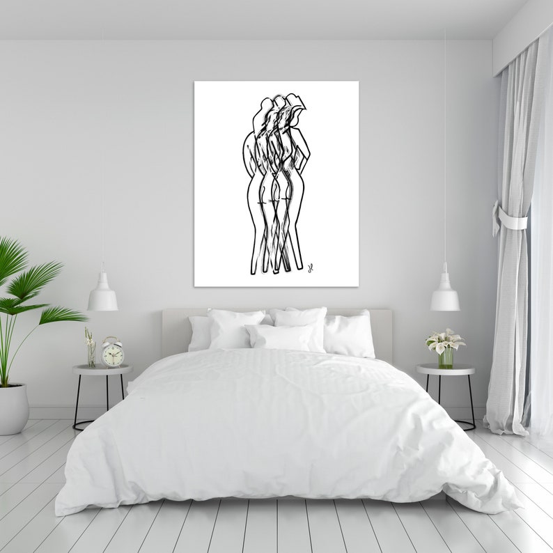 Large Canvas Art For Home Abstract Women Wall Art Black And White Women Canvas Print Figure Art Black And White Female Art For Walls