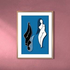 Blue Wall Art, Unique Wall Decor, Women Wall Art, Modern Home Decor, Modern Wall Art, Blue Home Wall Art, Blue Print Wall Art, Women Decor